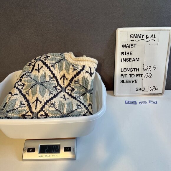 Vintage Jones New York Chunky 3D Knit Sweater Size M White Blue Crosby Dad 90s - Picture 9 of 9